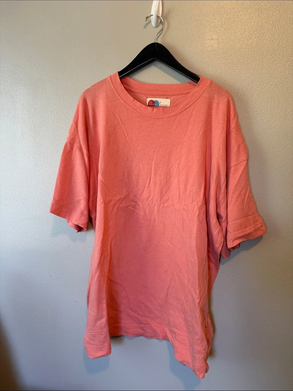 Free People Beach Short Sleeve Shirt Swim Cover Up Pockets Coral Small Cotton